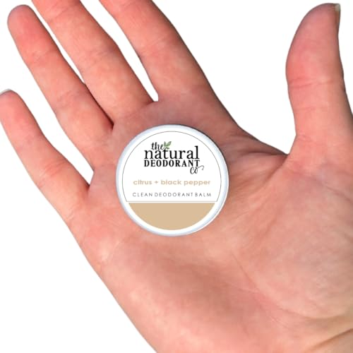 The Natural Deodorant Co. Mini/Échantillon 10g, Déodorant Baume Propre Agrumes + Poivre Noir, Dure 10 Jours, Protection Toute la Journée