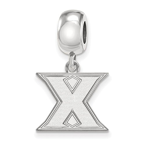 Sterling Silver Rh-plated LogoArt Xavier University Small Dangle Bead, Sterling Silver
