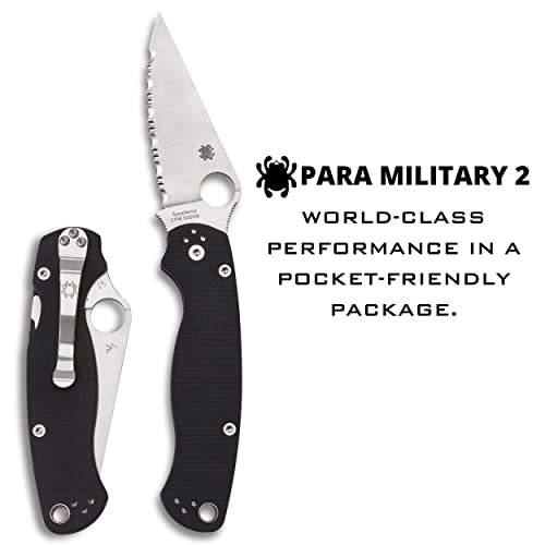 Spyderco Para Military 2 Signature Knife With 3.42" Cpm S45Vn Steel Blade And Durable G-10 Handle - Plainedge - C81Gp2 #TOP1