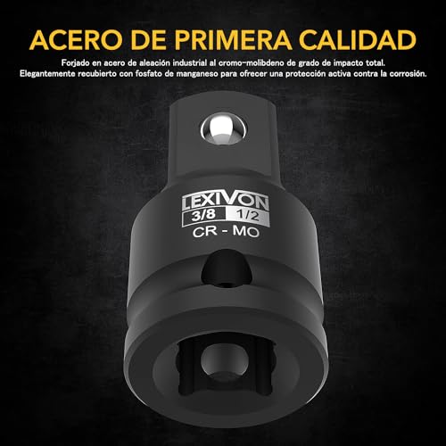 Miniatura 7 de Lexivon Juego De 4 Adaptadores Y Reductores De Vasos De Impacto 1 4 - 3 8 - 1 2 , Aleación De Acero Al Cromo Molibdeno Lx-112