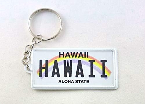 World By Shotglass Hawaii License Plate Aluminum Ultra-Slim Rectangular Souvenir Keychain 2.5" X 1.25"x 0.06" image 2