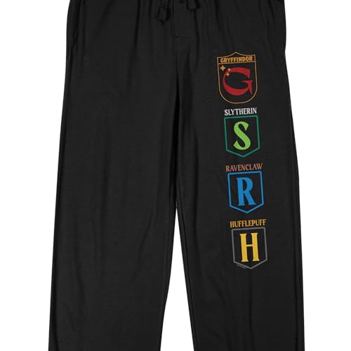 Bioworld Harry Potter Hogwarts Houses Men's Black Sleep Pajama Pants2