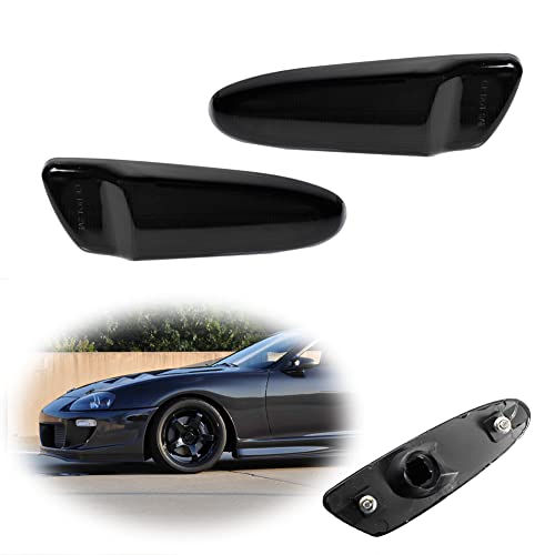 KENRTIR Smoked Lens Front Side Marker Light Fender Lamp Housing Compatible with 1997 1998 Toyota SUPRA MK.4 & 2000-2005 Toyota Celica