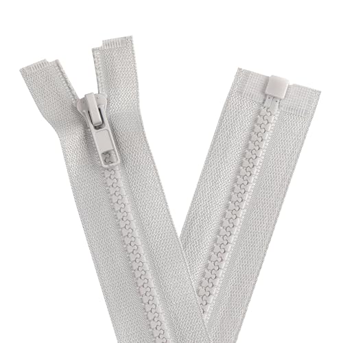 YAKA 4PCS #5 14 inch Separating Jacket Zippers for Sewing Coats Jacket Zipper Black Molded Plastic Zippers Bulk DIY Tools for Garment/Bags/Home Textile Bags Pillow Tent Tailor (Smoke Grey, 14 inch)