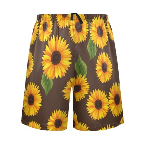 Sunflower Brown Pajama Shorts for Men Lounge Pants Lounge Wear Pajama Pants Mens Short Shorts with Pockets, S-XXL