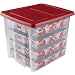Produktbild SUNWARE Nesta Weihnachtsbox 45 Ltr mit Tabletts für 64 Weihnachtskugeln (Ø70-80mm)- transparent/rot