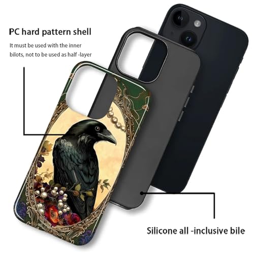 Coque iPhone 14 Plus silicone antichoc et PC rigide design corbeau