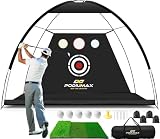 PodiuMax Golf Netz, 3 x 2.1 M Robustes Golfnetz Übungsnetz Mit Tragetasche / 5 Bällen / 4 Sandsäcken/Tee/Golfmatte Für Innen Outdoor, Einfacher Aufbau Golf Chipping Practice Net Geschenkidee