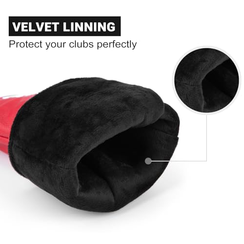 Barudan Golf Club Covers Red PU Leather Golf Headcovers 4 Models Available Driver Fairway 3 5 Wood Hybrid Head Cover fits for All Brand (Fairway Cover x1)