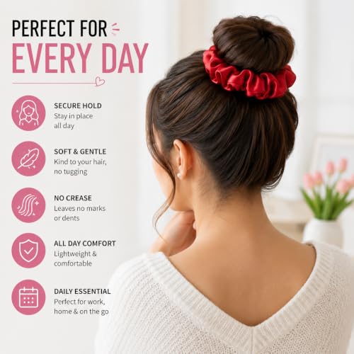 Image of Mogsa Satin Silk Scrunchies for Women & Girls | Soft Elastic Hair Ties | No Hair Damage, No Crease Ponytail Holders | Stylish Hair Bands for Daily Wear, Parties & Gifting | Pack of 2
