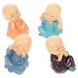 KOCKSHION 4個 可愛い体モンクフィギュア 車用ダッシュボード置物 オフィスデスク飾り 仏像 手工芸品 お守りとしても適用