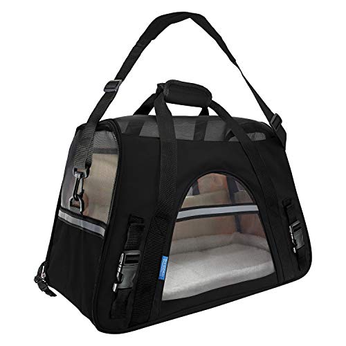 Airline Approved Pet Carrier - Soft-Sided Carriers for Small Medium Cats and Dogs Air-Plane Travel On-Board Under Seat Carrying Bag with Fleece Bolster Bed For Kitten Cat Puppy Dog Taxi - Thumbnail 5