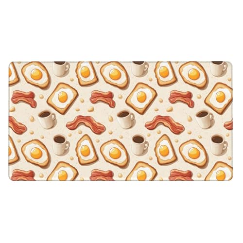 Grand tapis de souris de jeu motif petit déjeuner avec bords cousus pour bureau