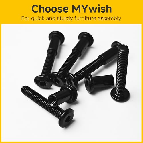Mywish 1/4-20 x 1-1/2" Flat Head Socket Cap Screws Bolts and Barrel Nuts Kit, 304 Stainless Steel Black Oxided Fully Thread 1/4 Furniture Nuts and Bolts Screws with Hex Spanner (20Sets) by MYWISH - Used condition - Image 6
