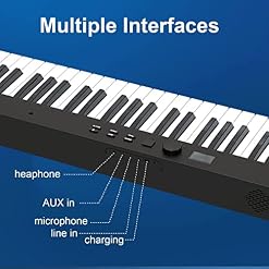 Piano numérique Clavier électrique Piano 88 touches Piano électrique semi-lesté Clavier pliable Musique avec Bluetooth MIDI Pédale de maintien, pupitre, sac de transport for débutants - Les Beatles, Paul McCartney, John Lennon, RIngo Starr, George Harrison Piano numérique Clavier électrique Piano 88 touches Piano électrique semi-lesté Clavier pliable Musique avec Bluetooth MIDI Pédale de maintien, pupitre, sac de transport for débutants – Image 7