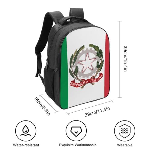 State Ensign of Italy Flag Funny 16 Inch Backpack for Men Women Casual Daypack with 2 Compartment for Travel Work2