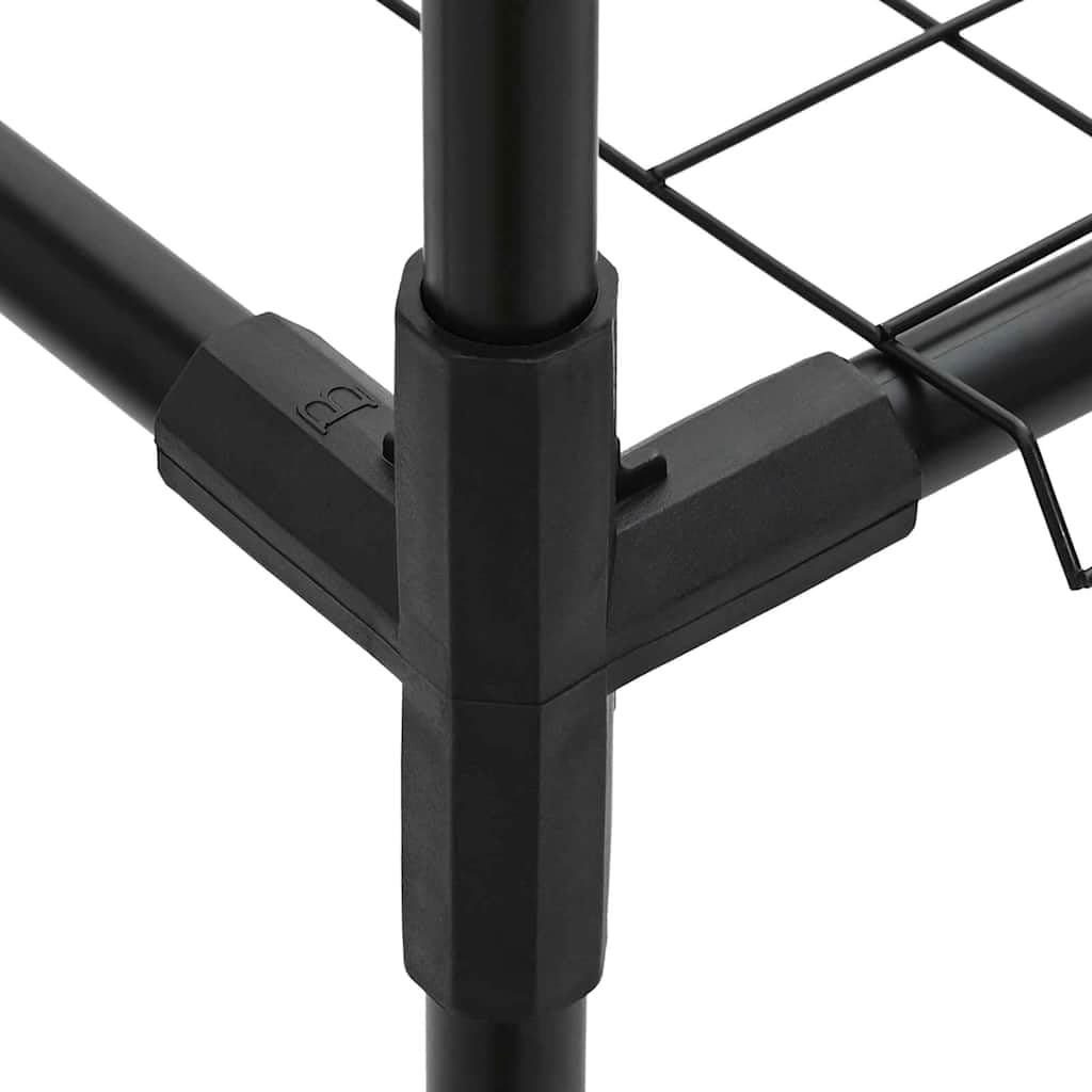 Moderno supporto per piante a 3 ripiani, nero, in acciaio, 100 x 32 x 102 cm, rettangolare, per esterni, con ripiani in rete per un drenaggio e una ventilazione ottimali, ideale