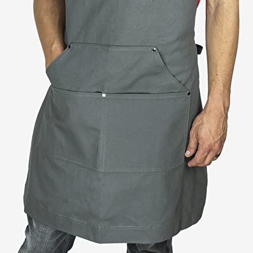 Chef Pomodoro Chef Apron For Men And Women With Pockets - Top Chef Recommended - Kitchen Apron With Adjustable Neck Straps - Cooking Apron Designed For Home, Bbq, Grill Use (Stone Grey) #TOP6