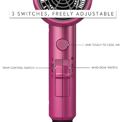 AINA Hair Dryer with Diffuser, Blow Dryer for Women | Advanced Ionic Technology, Ceramic Coating | Cold Shot Features Turbo Heat for Fast Drying and Shine 110V/ALCI (Neon Pink)
