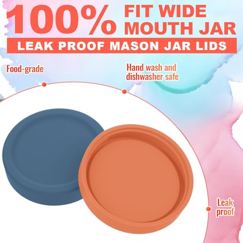 Teenyyou 6 Pcs Silicone Wide Mouth Lids Mason Jar Lids Thickened Leak Proof Lid for 86 mm All Wide Mouth Mason Jars, Reusable Large Canning Jar Caps(Vintage Color) by Teenyyou - Image 3