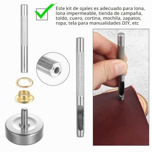 Miniatura 3 de 720 Pcs Ojales Metálicos 5 Mm, Kit De Ojetes Metalicos, Ojetes De Metal, Remaches Para Ropa, Lonas, Tiendas De Campaña, Telas, Manualidades, 4 Colores, Con 3 Alicates Para Ojales