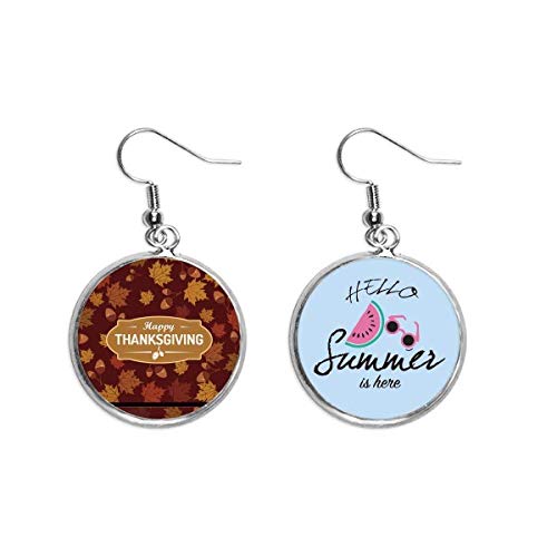 Pendientes de sandía con patrón de hojas de Acción de Gracias
