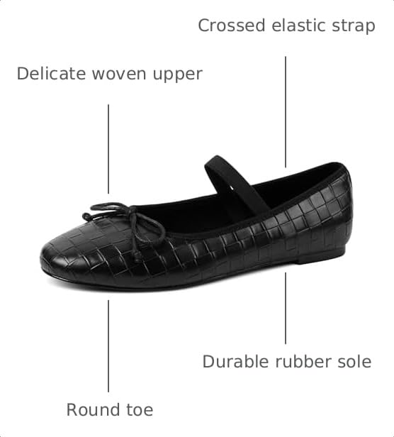 Image of Ballet Flats Mesh Shoes for Women Mary Janes Flats | Wide Feet Options, Woven Mesh Flats, Soft Cushion, Comfortable Ballerina Flats, Casual, Dress Shoes, Daily, Work, Versatile