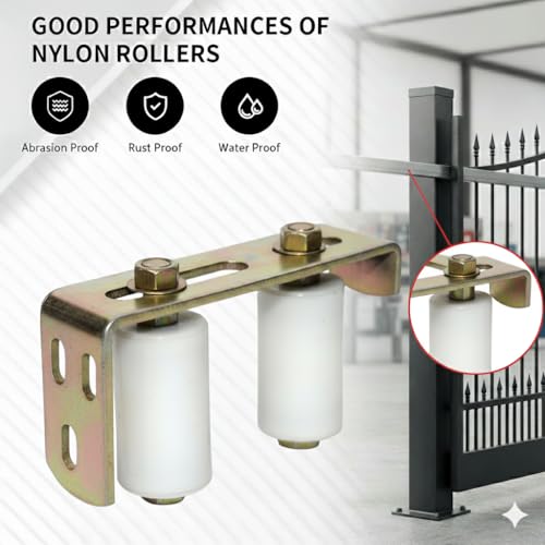 Image of Double Nylon Roller Guide Bracket | Heavy Duty Adjustable Steel Gate Roller with Rust-Proof Nylon Wheels
