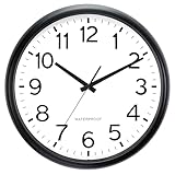 KIZLOC 40cm Sealed Outdoor Garden Clocks Waterproof, Durable Silent Non-Ticking Battery Operated Quartz Wall Clock for Garden, Patio, Pool, Bathroom, Home (Black)