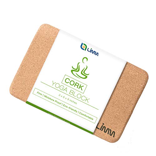 Limm Cork Yoga Blocks - 1 Pack Natural And Sustainable Cork Yoga Brick For Supporting Yoga Poses - 3 X 6 X 9 Inches Anti-Slip And Non-Tilt Exercise Block - Used To Improve Flexibility #TOP10