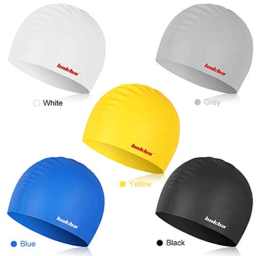 Domary Touca de natação de cabelo longo de silicone para mulheres, homens, adultos, crianças, chapéu