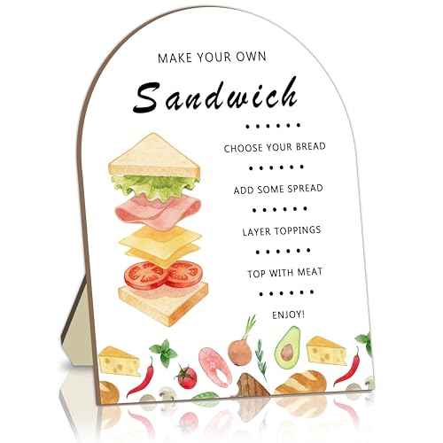 Sandwich Bar Sign, Sandwich Station Table Decor, Food Bar Sign for Wedding | Bridal Shower, Baby Shower, Birthday Party Decorations, Buffet Table Setup Sign, Food Station Decor Wooden Sign 8x10 Inch
