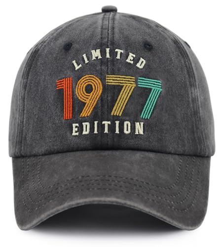 Fxbwhtey Happy 49th Birthday Decorations for Men Women, 49 Birthday Gifts Hat, 1977 Party Decor Baseball Cap, Birthday Gifts for Husband Wife Son Daughter
