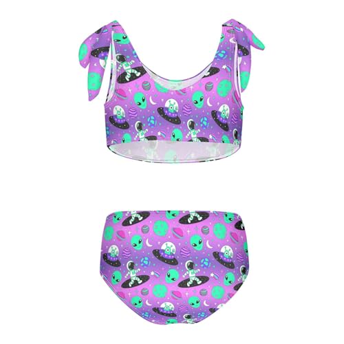Wusikd Astronauts Alien Girls Swimsuits Two Piece Space Cartoon Swimwear Bikini Set for for Girls Size 7-8T2