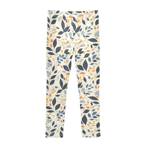 Seamless Pattern with Leafs Prints Kids Baby Girls Cotton Pants Casual Full Length Sweatpants Gym2