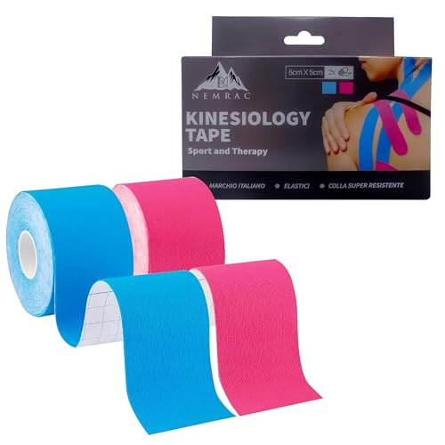 Tape Sportivo Nastro Kinesiologico 5x5 cm Blu e Rosa