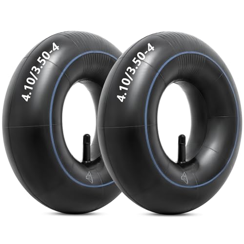 Heavy Duty 4.10/3.50-4 Replacement Inner Tube 4.10-4/3.50-4 Tire Tube with TR-13 Straight Valve Stem for Wheelbarrows Mowers Hand Trucks Tractor Garden Carts Golf Cart and More(Pack of 2)