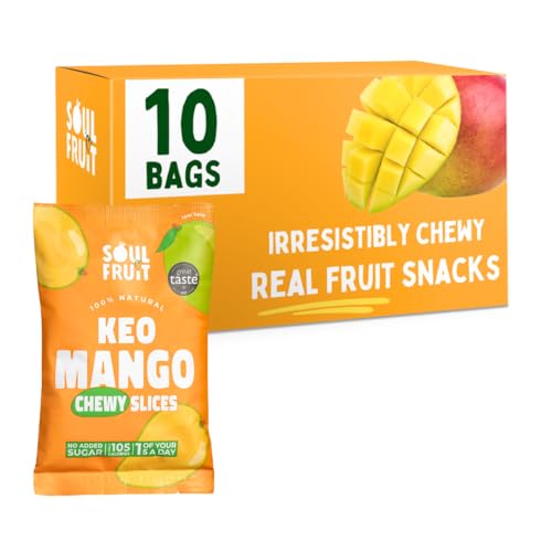 Soul Fruit - Dried Mango – No Added Sugar – 100% Dried Fruit Snack - High In Fibre - Low Calorie Snacks - Healthy Snacks For Adults & Kids - Lunchbox 