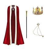 Lcaughsy King Costume for Men Women,King Cape Adult Farquaad Costume Queen Cosplay Robe Crown Scepter