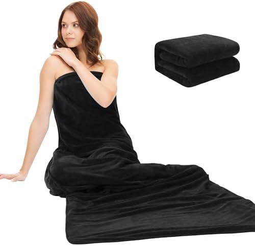 ROYALAY Sauna Towels for Inside Sauna, Absorbent Sauna Blanket Insert Towel, Sauna Accessories Luxury for Inside Sauna Women, Reusable and Machine Washable Sauna Supplies,Black