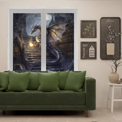 Vinilo para ventana Abstract Vintage Dragon 2 paneles 17.7x23.6 in miniatura 7