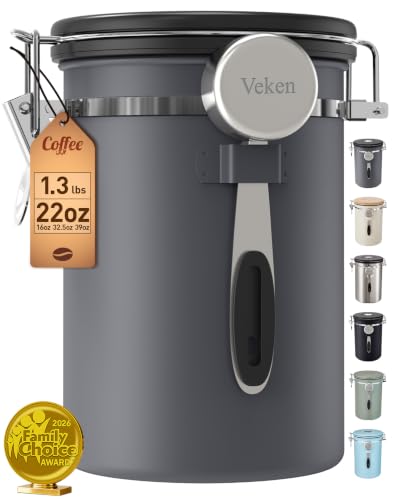 Veken Coffee Canister, Airtight Stainless Steel Food Storage Container,22OZ