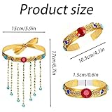 dinghaole 5PCS Egyptian Clothing Accessories - Ancient Pharaoh Costumes Inspired By Cleopatra, Including Cobra Headpieces, Tassel Bead Necklaces, Snake Shaped Bracelets, Gemstone Bracelets - Image 2