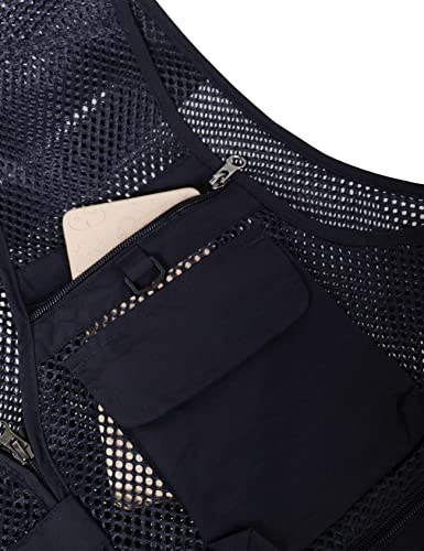 Gihuo Men's Summer Outdoor Work Safari Fishing Travel Vest With Pockets (Xxx-Large, Navy-Mesh) #TOP3