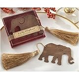 Kate Aspen Lucky Elephant Metal Bookmark with Elegant Gold Silk Tassel