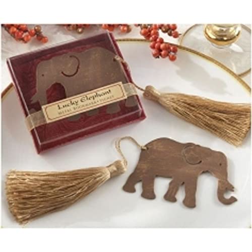 Kate Aspen Lucky Elephant Metal Bookmark with Elegant Gold Silk Tassel