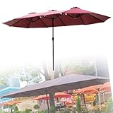 Großer Terrassenschirm für Markt, Pool, Garten, doppelseitiger Sonnenschutz mit Kurbel,...