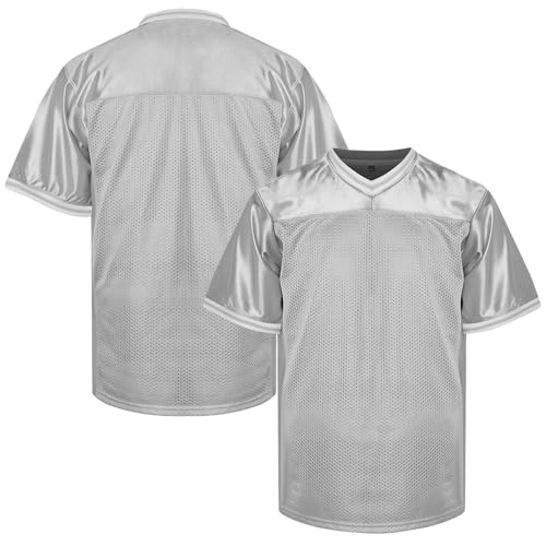 TKJPYWYH Blank Football Jersey,Men's Practice Jersey Football Mesh Athletic Shirt,Hip Hop Sports Blank T-Shirt Grey(Grey,Medium)