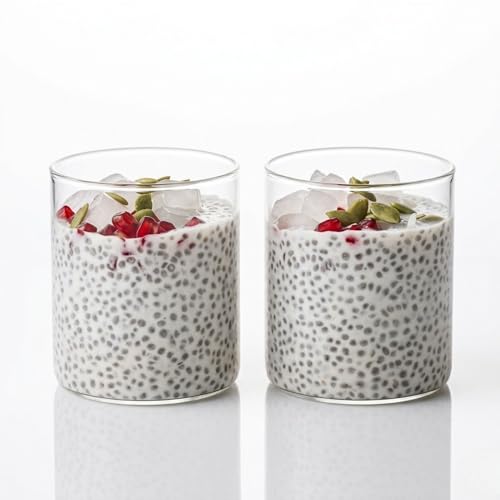 Image of PEBELLIFEWARE Aesthetic Glass Coffee Mugs (Set of 2) - Premium Borosilicate Clear Drinking Glasses Wide Minimalist 350ml for Coffee, Matcha, Smoothies - Microwave & Dishwasher Safe