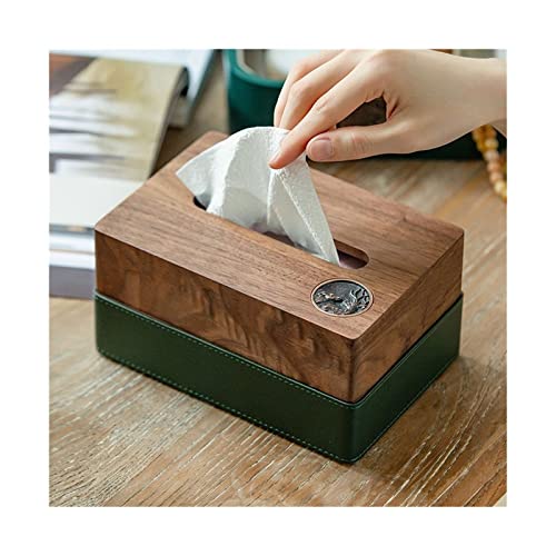 ヴィンテージ木製ティッシュボックスカバー 引き出し付き ダイニングテーブルと寝室バスルーム収納ホルダー付き (A)